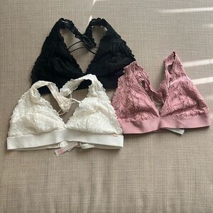 Victoria’s Secret Pink lace Bralettes 3 pack